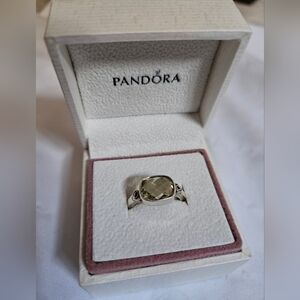 Pandora Retired/Rare KARMA Lime Green Stone Sterling Silver Ring✨️ Size 5